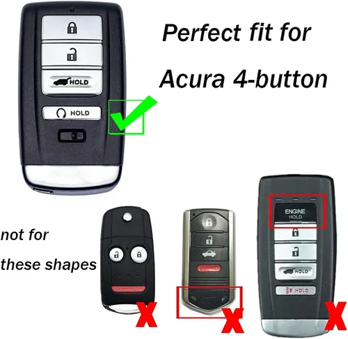 Vista 3 de ontto Funda para llavero Acura CDX NSX RDX RDX, de cuero, con 4 botones, color negro