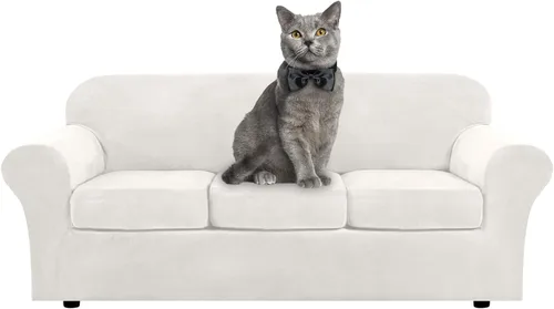 Vista 12 de ShowyLive Fundas para silla de sala de estar, funda elástica para sillón de felpa de terciopelo con 1 cojín separado, protector elástico de muebles