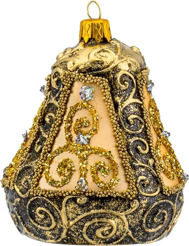 Vista 12 de Adorno de campana de Navidad de vidrio soplado de 4 pulgadas (estrella de fuego)