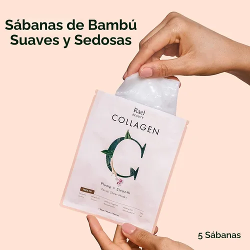 Vista 2 de Rael Mascarilla facial para el cuidado de la piel, máscaras faciales de colágeno, máscara facial de bambú, cuidado de la piel coreano, con esencia