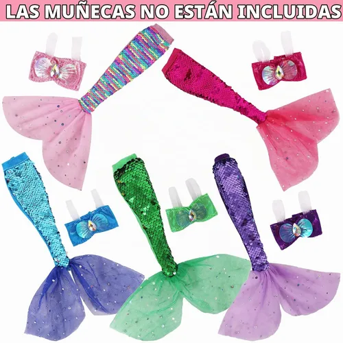 Vista 2 de Unicornio Element - Juego de 5 piezas de accesorios de cola de sirena para muñecas de 11.5 pulgadas