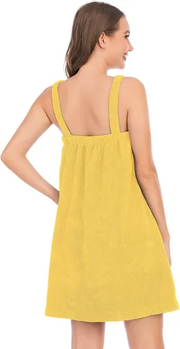 Vista 35 de Veseacky Toalla de baño para mujer con bolsillo, bata de spa ajustable y diadema facial