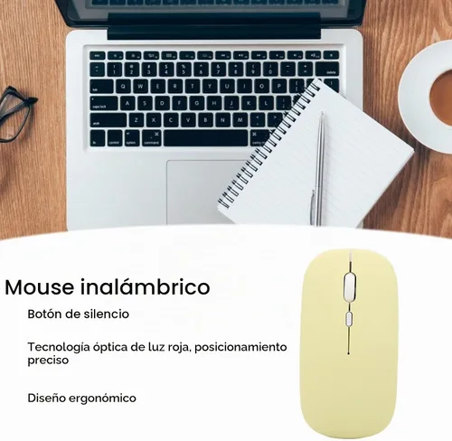 Vista 2 de Zyyini - Mouse de 1600 DPI de 3 velocidades, ajustable, óptico, Bluetooth, para computadora, mouse ergonómico, ultrafino, silencioso