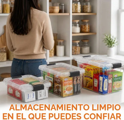 Vista 7 de Superio - Contenedores de almacenamiento de plástico transparente de 1.27 cuartos de galón con tapas, contenedores organizadores apilables, cajas