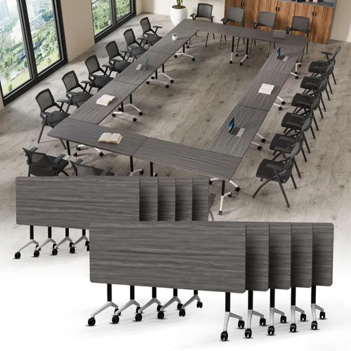 Vista 29 de Mesa de conferencias plegable, mesa de sala de conferencias con ruedas, mesa de conferencias plegable modular, mesas de reuniones de entrenamiento