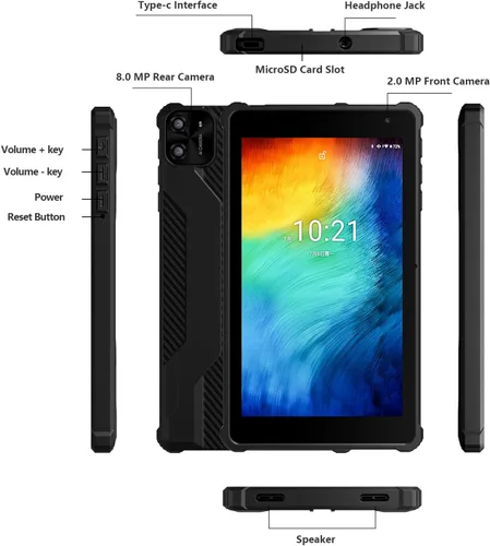 Vista 7 de VASOUN Tablet Android 14 de 7 pulgadas, 8 GB de RAM 64 GB ROM, Octa-Core 2.0 GHz, pantalla táctil IPS, cámara dual, 5G WiFi/Bluetooth, tableta