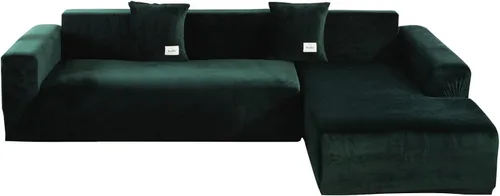 Vista 20 de Fundas de sofá modulares en forma de L, 2 fundas elásticas antideslizantes para sofá de 3 + 3 plazas, funda de sofá con fundas de almohada