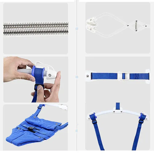 Vista 6 de Playful Parade saltador para puerta para bebé, con abrazadera para la puerta y correa ajustable, para niños de 6 a 24 meses Azul
