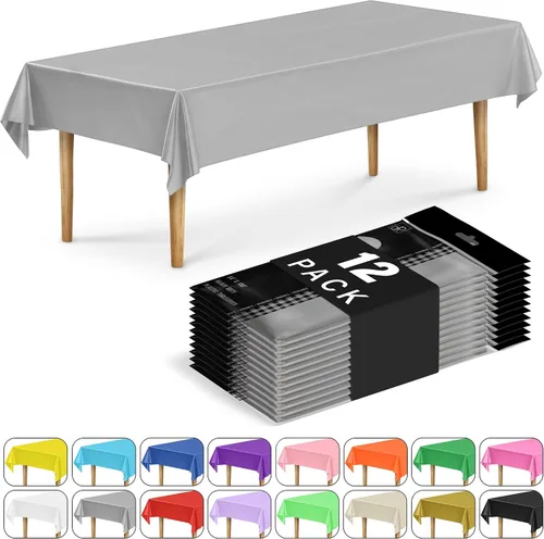Vista 17 de DecorRack 2 Manteles rectangulares de plástico libres de BPA, 54 x 108 pulgadas, mantel de mesa para comedor, mantel rectangular para fiestas