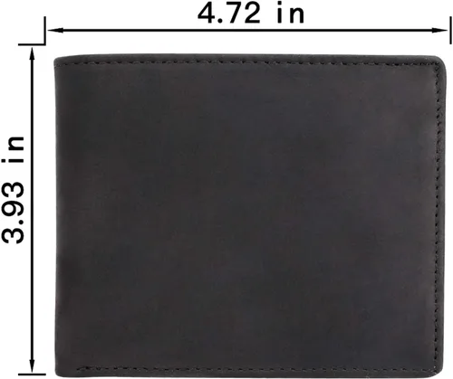 Vista 3 de Kenon Cartera de cuero personalizada para hombres, con bloqueo RFID grabada, billetera elegante para marido, hijo, papá, cumpleaños, San Valentín