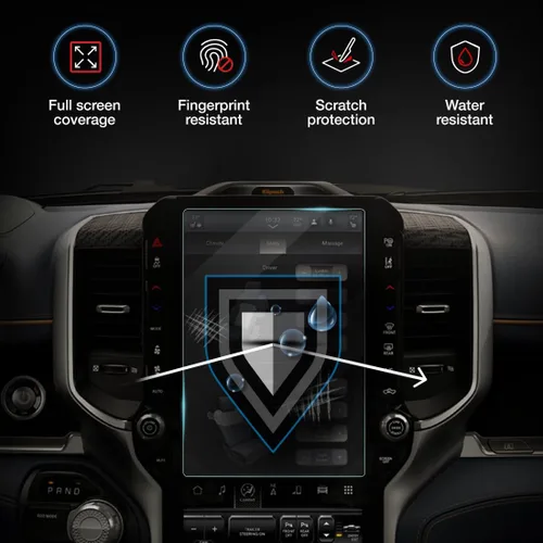 Vista 5 de Protector de pantalla premium compatible con Dodge Ram 2019, 2020, 1500, 2500, 3500, 3500, Uconnect de 12 pulgadas, vidrio templado
