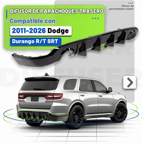 Vista 2 de Difusor de parachoques trasero compatible con Dodge Durango R/T SRT 2011-2022, divisor de labio inferior trasero, tapa del parachoques pintado