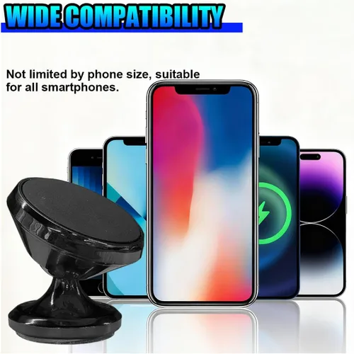 Vista 5 de Soporte magnético para teléfono para tablero de automóvil, soporte de teléfono celular ajustable en 360°, soporte universal estable antideslizante