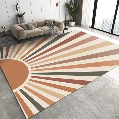 Vista 17 de Alfombra de entrada colorida arcoíris de 2 x 3 pies para baño, alfombra bohemia de mediados de siglo, abstracta de pelo bajo, tapete pequeño