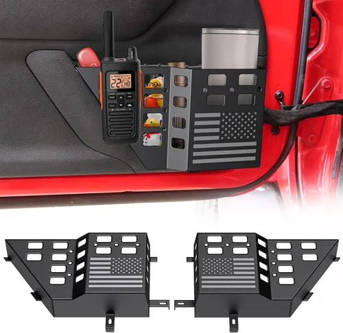 Vista 9 de DIAMOOKY Caja de almacenamiento de bolsillo de puerta delantera metálica JK 2007-2018 (ajustable)