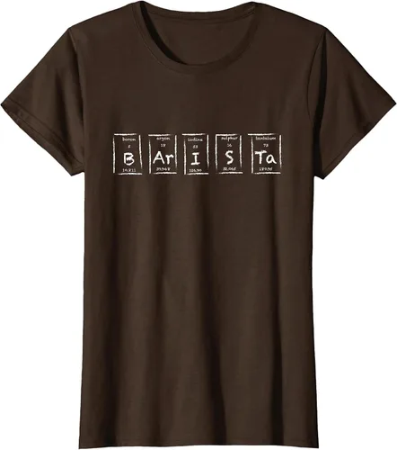 Vista 26 de Barista Espresso Latte Cappuccino Coffee Periodic Table T-Shirt Asphalt Grey