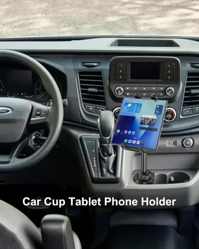 Vista 8 de Soporte para tablet para camión, soporte de aluminio resistente de 360° Fits Vehicle Cupholders 2.6"–3.94" in Diameter, Cup Holder Stand for iPad