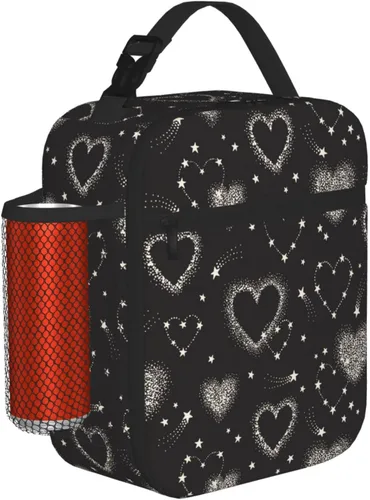 Vista 11 de Lonchera de camuflaje de camuflaje blanco y negro para adolescentes, niñas, niños, hombres y mujeres, bolsa de almuerzo portátil, lonchera aislada