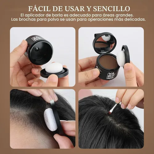 Vista 4 de Polvo de sombra de línea de cabello, caoba, polvo de retoque de raíz para cubrir instantáneamente el cabello gris, cobertura de raíces