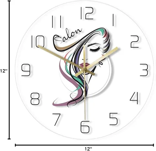 Vista 9 de The Geeky Days Beauty Time Peluquería Peluquería Diseño de peluquería Acrílico transparente Iluminación LED Reloj de pared Barbería Peluquería
