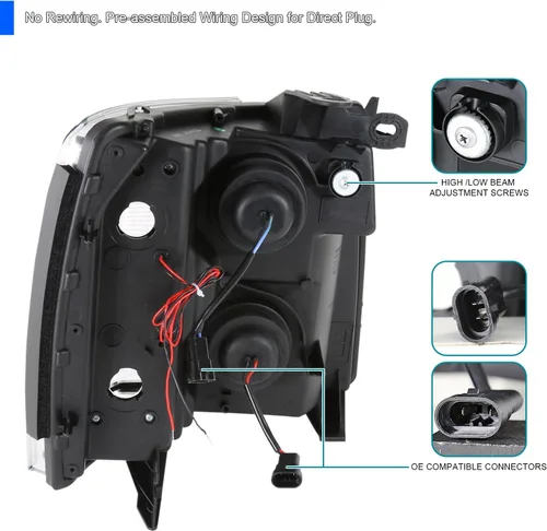 Vista 4 de SPEC-D TUNING Faros delanteros de proyector de tubo LED negro compatibles con Chevy Silverado 1500 2007-2013, Chevy Silverado 2500HD / 3500HD