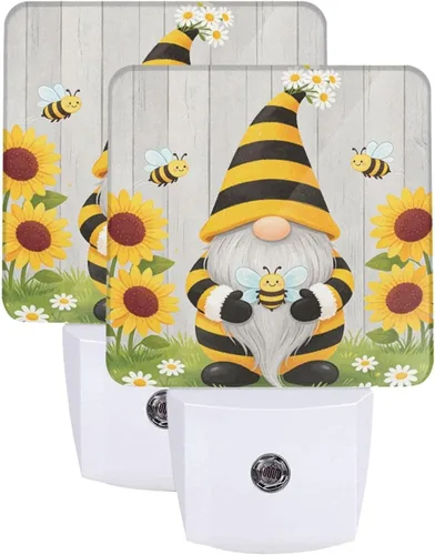 Vista 27 de Calabazas con girasoles de arce LED enchufable luz nocturna 2 unidades, luces nocturnas con sensor automático, juego de 2 para dormitorio, baño