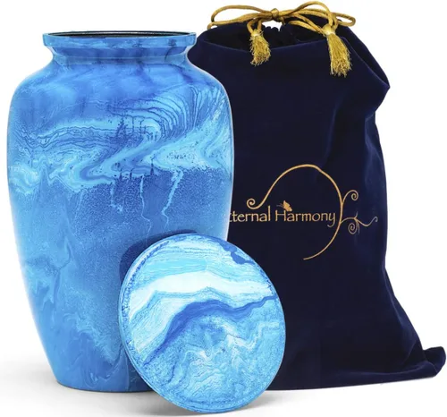 Vista 2 de Eternal Harmony Urna grande para cenizas, urna de cremación masculina y femenina para cenizas humanas con acabados elegantes, sello seguro y bolsa