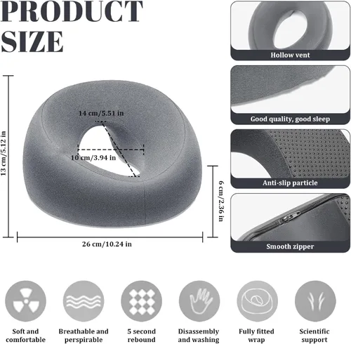 Vista 2 de Almohada facial ergonómica transpirable de espuma viscoelástica con cierre de cremallera antideslizante desmontable lavable boca abajo para spa