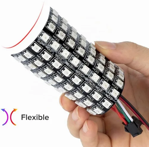 Vista 6 de BTF-LIGHTING WS2812B RGB 5050SMD direccionable individualmente digital 8x8 64 píxeles 3.1 pulgadas x 3.1 pulgadas Panel de matriz LED flexible FPCB