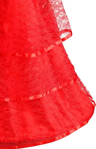 Vista 5 de Vestido de novia gótico rojo adulto para mujer, Novia gótica no-muerta morbosa mortal día de los muertos