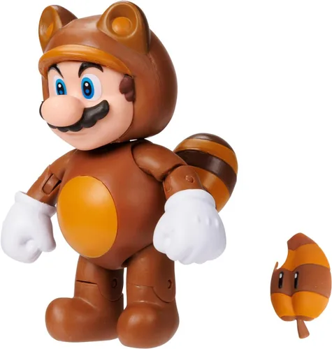 Vista 4 de Super Mario Figuras de acción de 4" Tanooki Mario con hoja