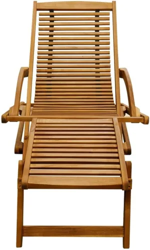 Vista 3 de vidaXL Tumbona, silla de patio con reposapiés, tumbona plegable, tumbona para patio trasero, piscina, porche, balcón, playa, madera de acacia maciza
