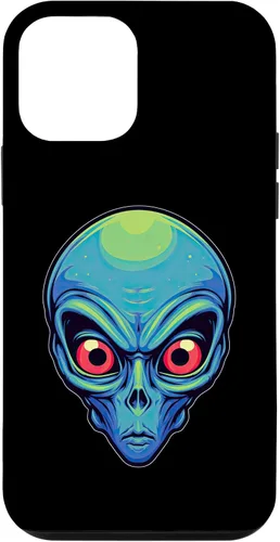 Vista 28 de iPhone 13 Pro Max Alien Face UFO Alien Head Funny Alien Case