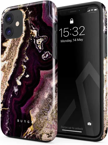 Vista 14 de BURGA - Funda compatible con iPhone 12, apta para carga inalámbrica, carcasa rígida híbrida de 2 capas + funda de silicona, resistente, ajuste