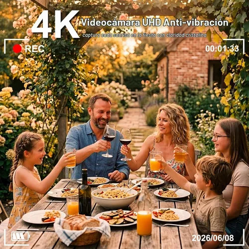 Vista 2 de Cámara de vídeo 4K 48MP para YouTube, videocámara compacta con micrófono