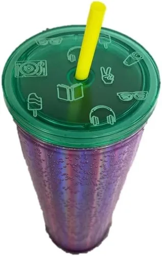 Vista 5 de Starbucks Vaso de vaso frío Venti 24 oz Verano 2022 (Emoji de burbujas moradas)