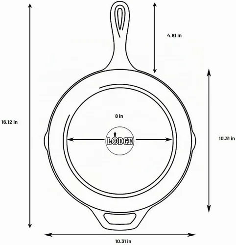 Vista 3 de Sartén de hierro fundido Lodge con minimango rojo de silicona de 8 pulgadas Sartén de hierro fundido no tóxico y naturalmente antiadherente