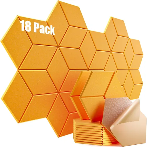 Vista 133 de Paquete de 12 paneles acústicos autoadhesivos de 12 x 10 x 0.4 pulgadas, paneles de espuma a prueba de sonido con alta densidad, elegante diseño