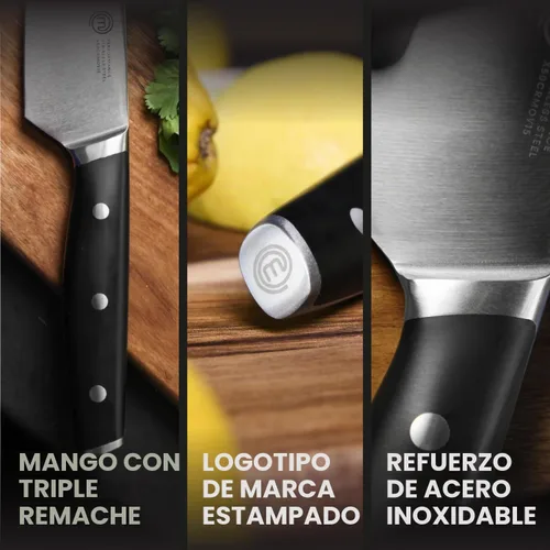 Vista 4 de MasterChef - Juego de cuchillos de chef con bolsa, juego de rollo de cuchillos con 5 cuchillos de cocina de calidad profesional para cocina precisa