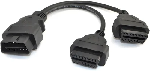 Vista 2 de iKKEGOL 12"/30cm OBD2 OBD II divisor de extensión en Y, cable de 16 pines J1962, adaptador de cable de macho a doble hembra