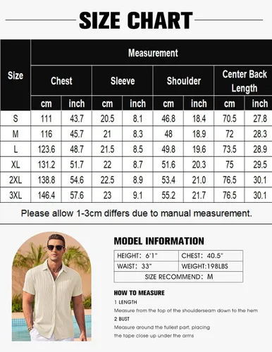 Vista 6 de COOFANDY Camisas casuales de manga corta con botones para hombre, camisa de moda para boda y playa
