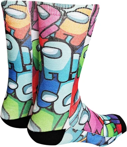 Vista 4 de Divertidos calcetines unisex para hombre, novedosos y locos estampados 3D de compresión largos
