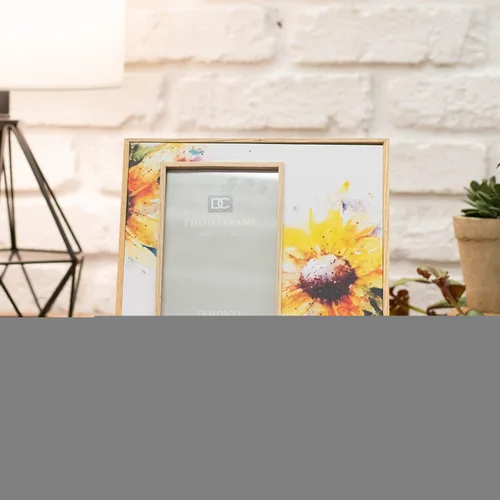 Vista 6 de DEMDACO Dean Crouser - Arte de pared con flores amarillas de girasol para fotos de 4 x 6 pulgadas en marco de madera y lienzo de 8.75 x 7.75 pulgadas
