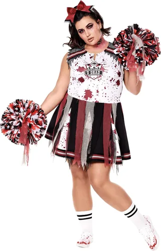 Vista 3 de Spirit Halloween Disfraz de animadora zombi para adultos, disfraz de zombi, traje de animadora