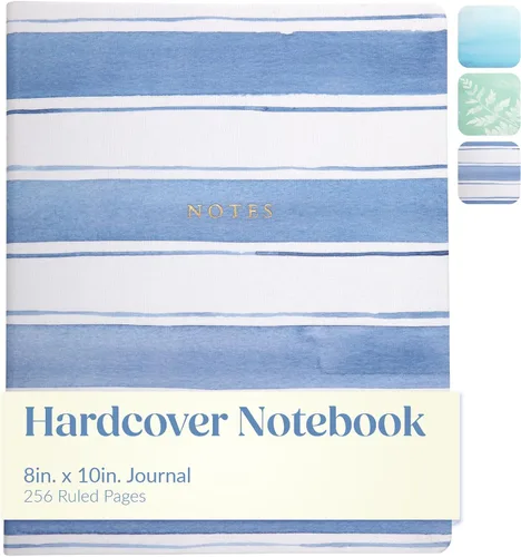 Vista 23 de WORLD TRAVELER Cuaderno de Diario Grande Rayado - Cuaderno de Tapa Dura que se Abre Plano con 2 Marcapáginas de Cinta, Diario de Escritura de Tapa