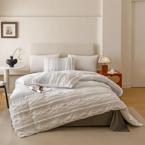Vista 52 de Luxlovery Juego de edredón verde militar, juego de ropa de cama individual, minimalista, suave, transpirable y moderno, para todas las estaciones