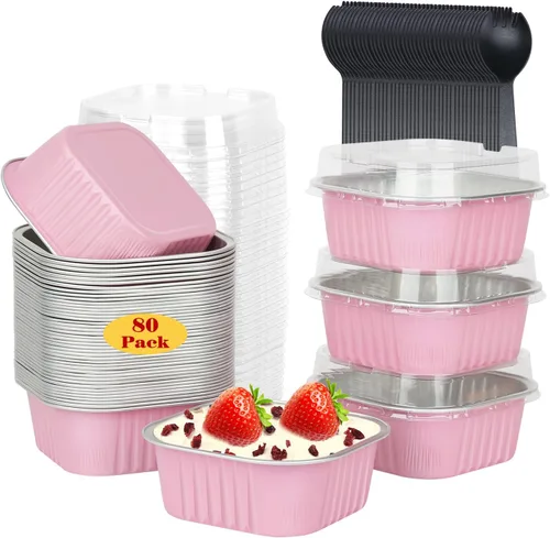 Vista 11 de LNYZQUS - Paquete de 120 mini moldes para pasteles de 10 onzas con tapas