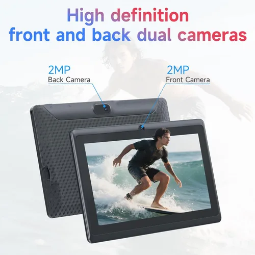 Vista 5 de Tablet Android 14 de 7 pulgadas con estuche, 8 GB de RAM 32 GB de ROM 1 TB de expansión, tablet PC con procesador Quad-Core, pantalla IPS de 1024 x