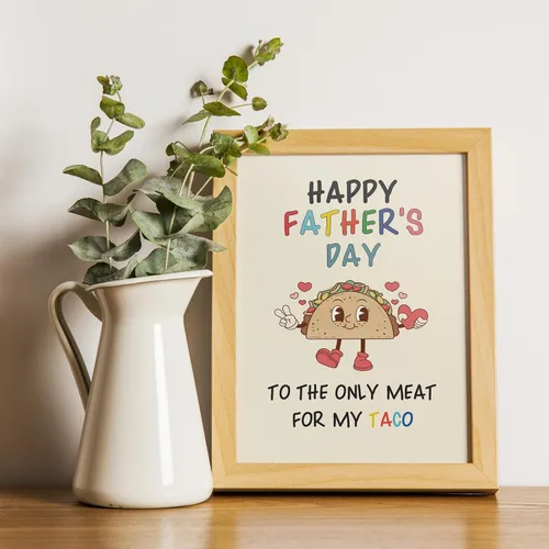 Vista 7 de Taco - Tarjeta de regalo para el día del padre de parte de la esposa, regalo feliz del día del padre para marido novio, tarjeta divertida del día