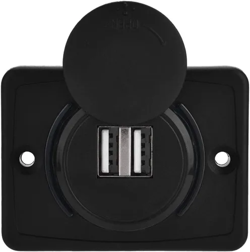 Vista 7 de POCREATION Prise USB Encastrable USB .1A Car Dual Negro Abs USB Puerto Enchufe 12V Led Super Fast Undersized Metal Adaptador Encendedor CC, Prise